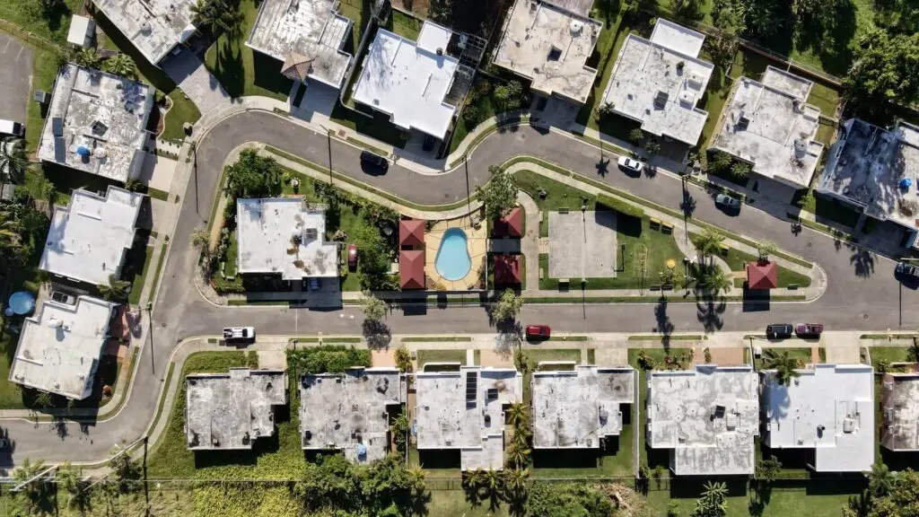 Vista aérea de urbanización